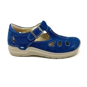 Wolky Smiley Suede Sandals Denim Blue Oiled Suede